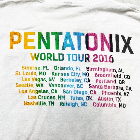 Pentatonix World Tour 2016 Pop Band Graphic T-Shirt White Unisex Sz M - Picture 4 of 6